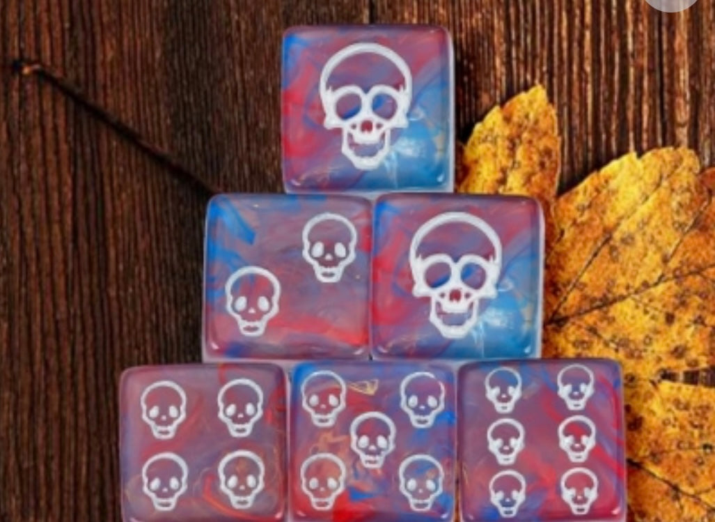 Set of 6 Skull D6s