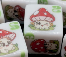 Set of 6 Cute Mushroom D6s (white)