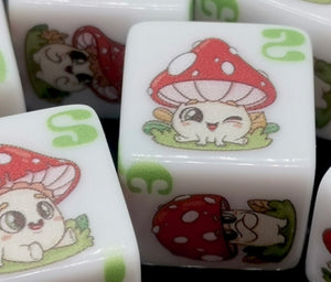 Set of 6 Cute Mushroom D6s
