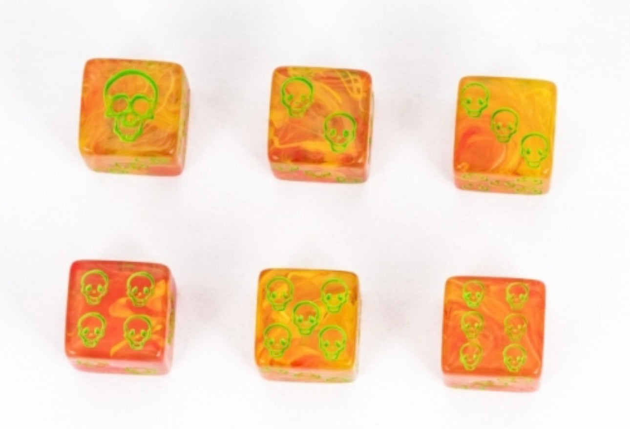 Set of 6 Skull D6s (orange mix)