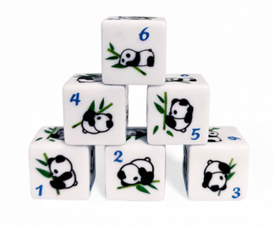 Set of 6 Cute Panda D6s - pre order