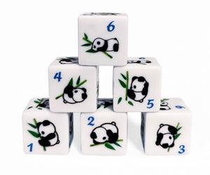Set of 6 Cute Panda D6s