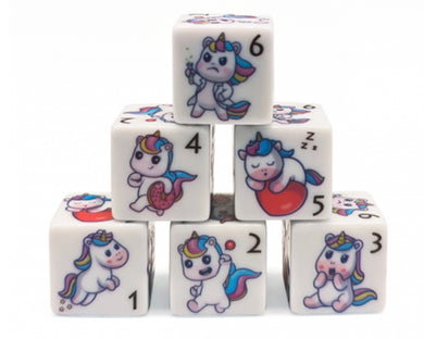 Set of 6 Cute Unicorn D6s - pre order