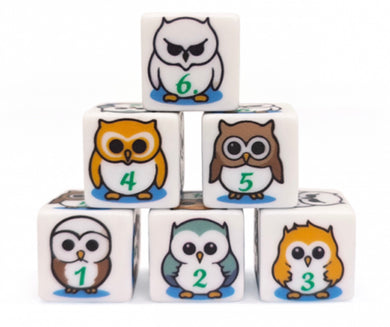 Set of 6 Cute Owl D6s - pre order