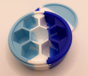 Round Silicone Dice Box - blue and white