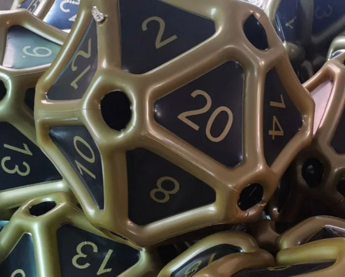Novelty Giant Inflatable D20 - gold and black