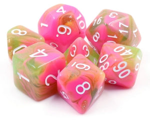 Pink  green glitter dice 